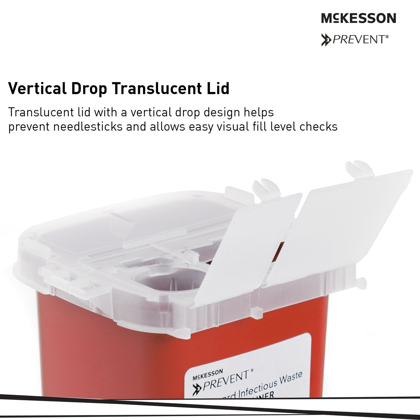 McKesson Prevent® Sharps Container Red Base 6-1/4 H X 4-1/4 W X 4-1/4 D Inch Vertical Entry 0.25 Gallon (855064_CS)