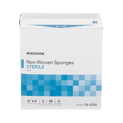 McKesson Nonwoven Sponge 4 X 4 Inch 4-Ply Sterile 2 per Pack (446033_BX)