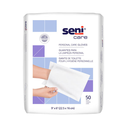 Seni Care Wash Mitt 6 X 9 Inch White Disposable (1163872_PK)