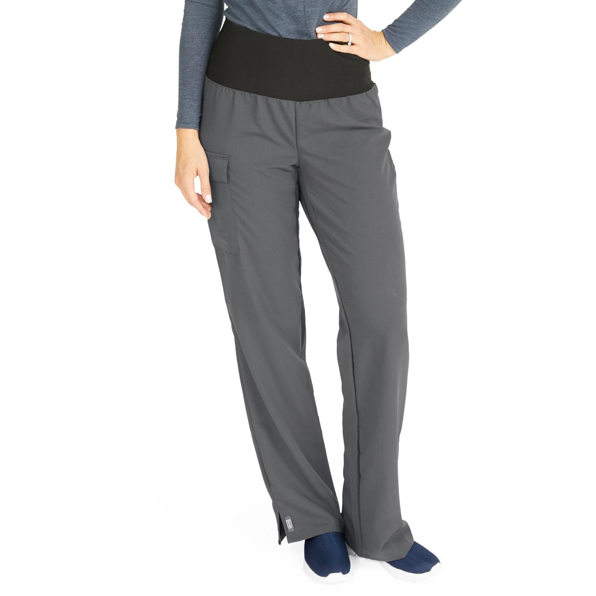 ocean-ave-womens-stretch-wide-waistband-scrub-pants-with-cargo-pocket-charcoal-petite-inseam-size-m-1-ea-5560chrmp_1