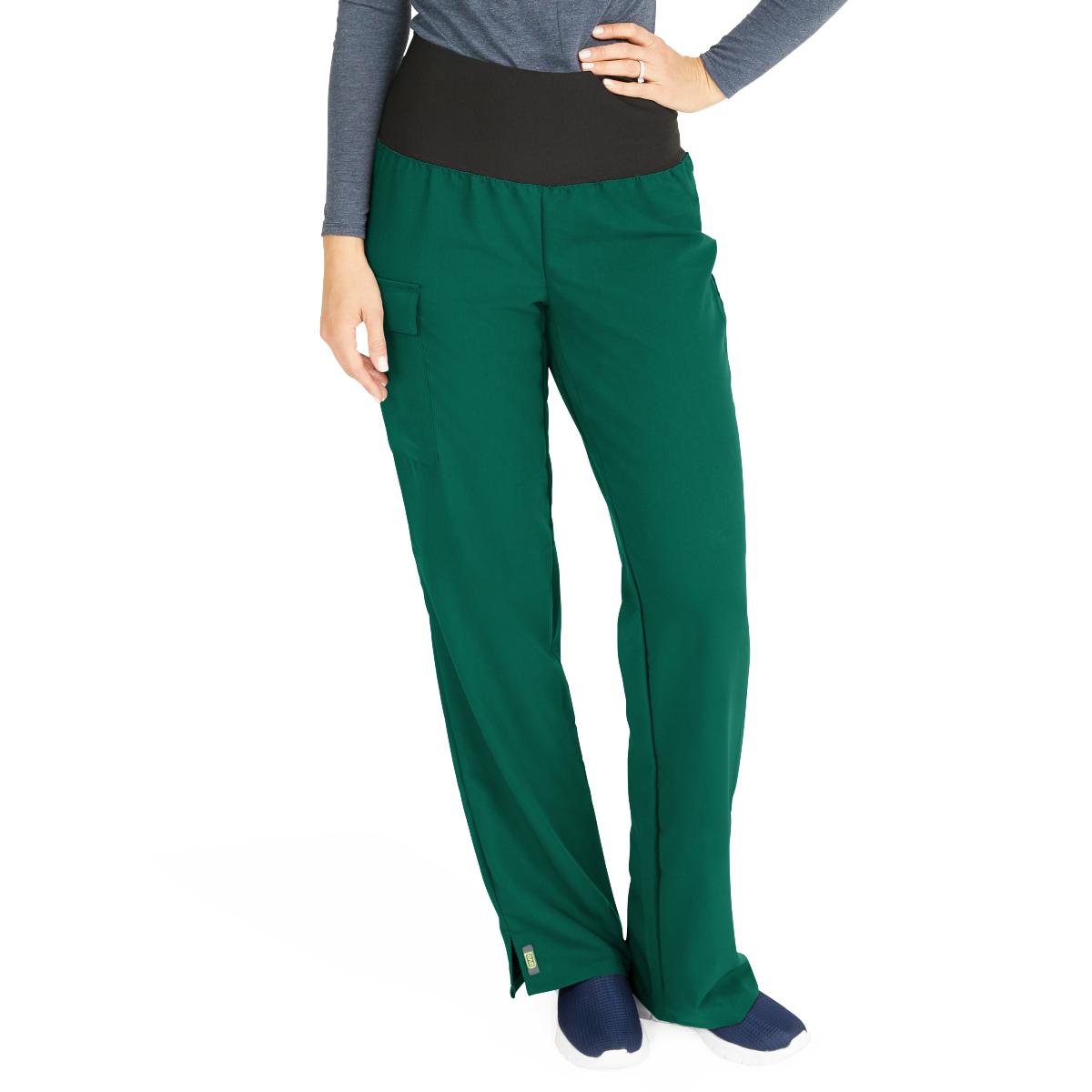 ocean-ave-womens-stretch-wide-waistband-scrub-pants-with-cargo-pocket-hunter-green-regular-inseam-size-l-1-ea-5560htrl_1