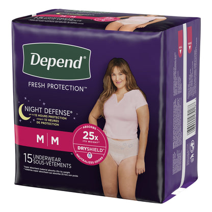 Depend® Night Defense® Female Adult Absorbent Underwear Waistband Style Medium Disposable Heavy Absorbency (1163806_PK)