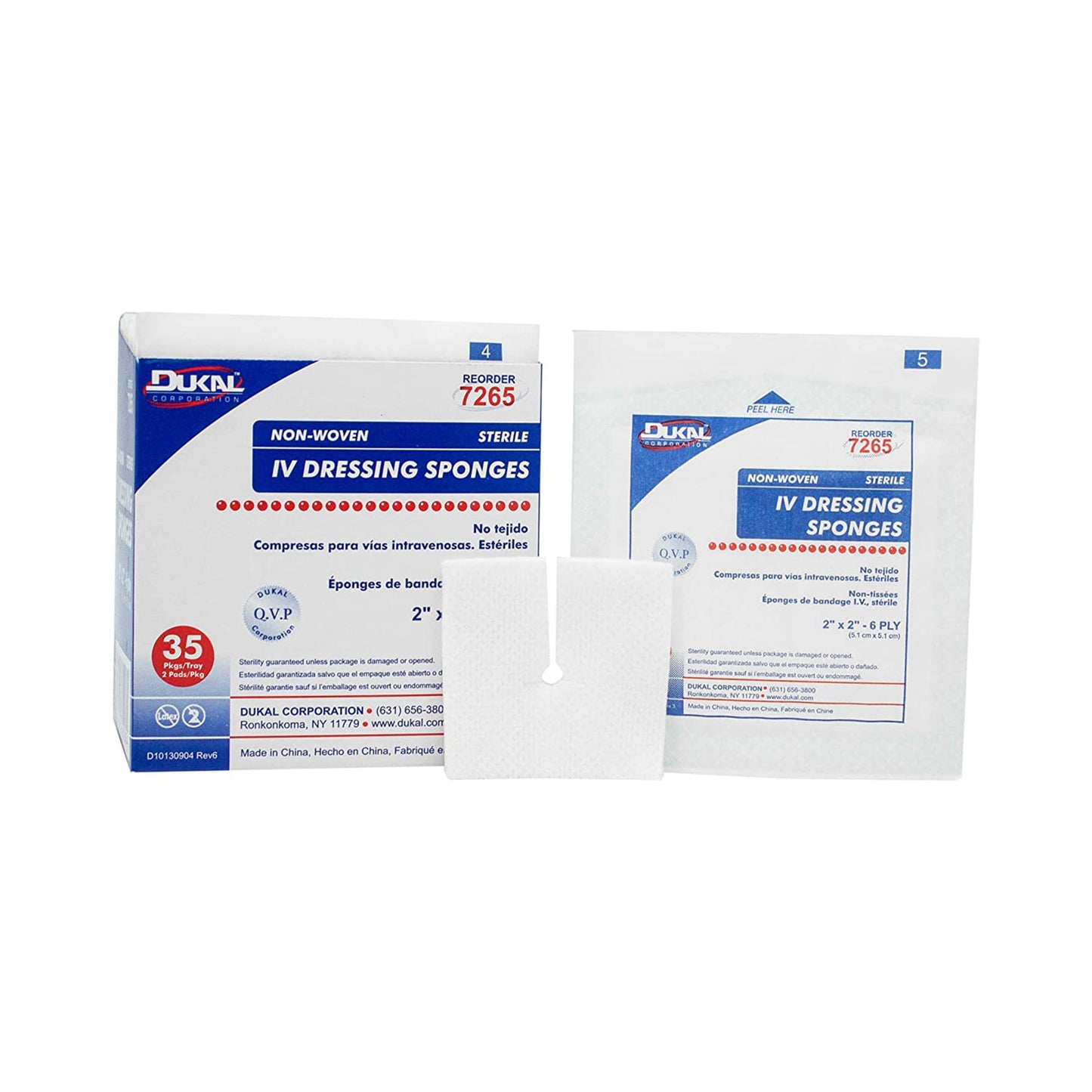 Dukal™ I.V. Sponge 2 X 2 Inch 6-Ply Sterile 2 per Pack (768873_CS)