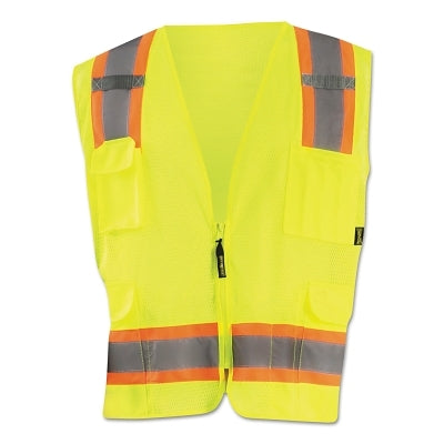 Occunomix Surveyor Style Mesh Vest, ECO-ATRNSM, Two-Tone, Yellow, Small, 8 Pockets (561-ECO-ATRNSM-YS)
