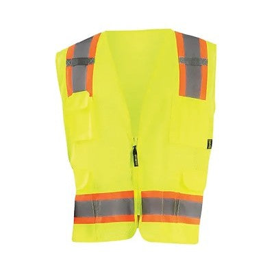 Occunomix Surveyor Style Mesh Vest, ECO-ATRNSM, Two-Tone, Yellow, 3X-Large, 8 Pockets (561-ECO-ATRNSM-Y3X)