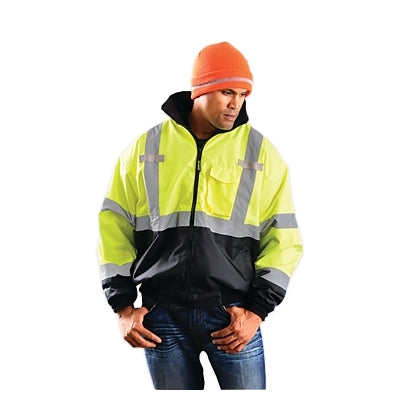 Occunomix Three-Way Black Bottom Bomber Jacket, Large, Black/Yellow (561-LUX-ETJBJR-BYL)