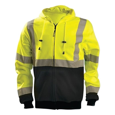 Occunomix Black Bottom Hoodie with Zipper, Size Medium, HV Yellow/Black (561-LUX-SWTHZBK-YM)
