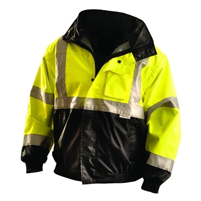 Occunomix 4-In-1 Black Bottom Fleece Bomber Jacket, Polyester, 4X-Large, Hi-Vis Yellow, 6 Pockets (561-LUX-TJBJ-BY4X)