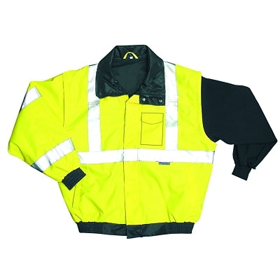 Occunomix 4-In-1 Fleece Bomber Jacket, 300 Denier Polyester Oxford with PU Coating, Medium, Yellow (561-LUX-TJBJ-YM)