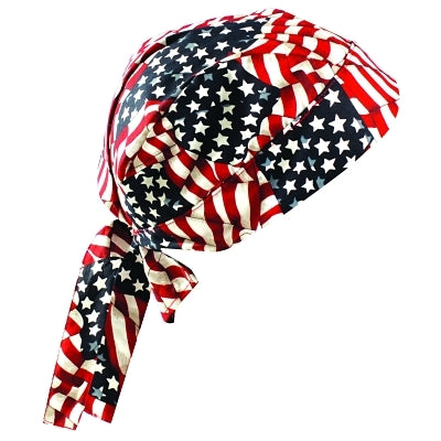 Occunomix Tuff Nougies® Regular Tie Hat, One Size, Wavy Flag (561-TN5-WAV)