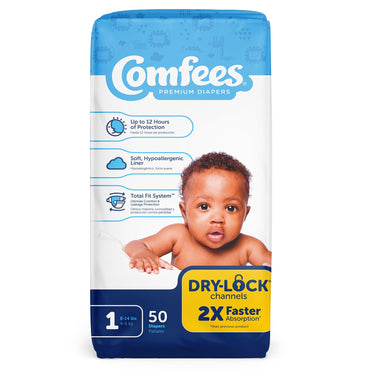 Comfees® Unisex Baby Diaper Size 1 Disposable Moderate Absorbency (907019_BG)