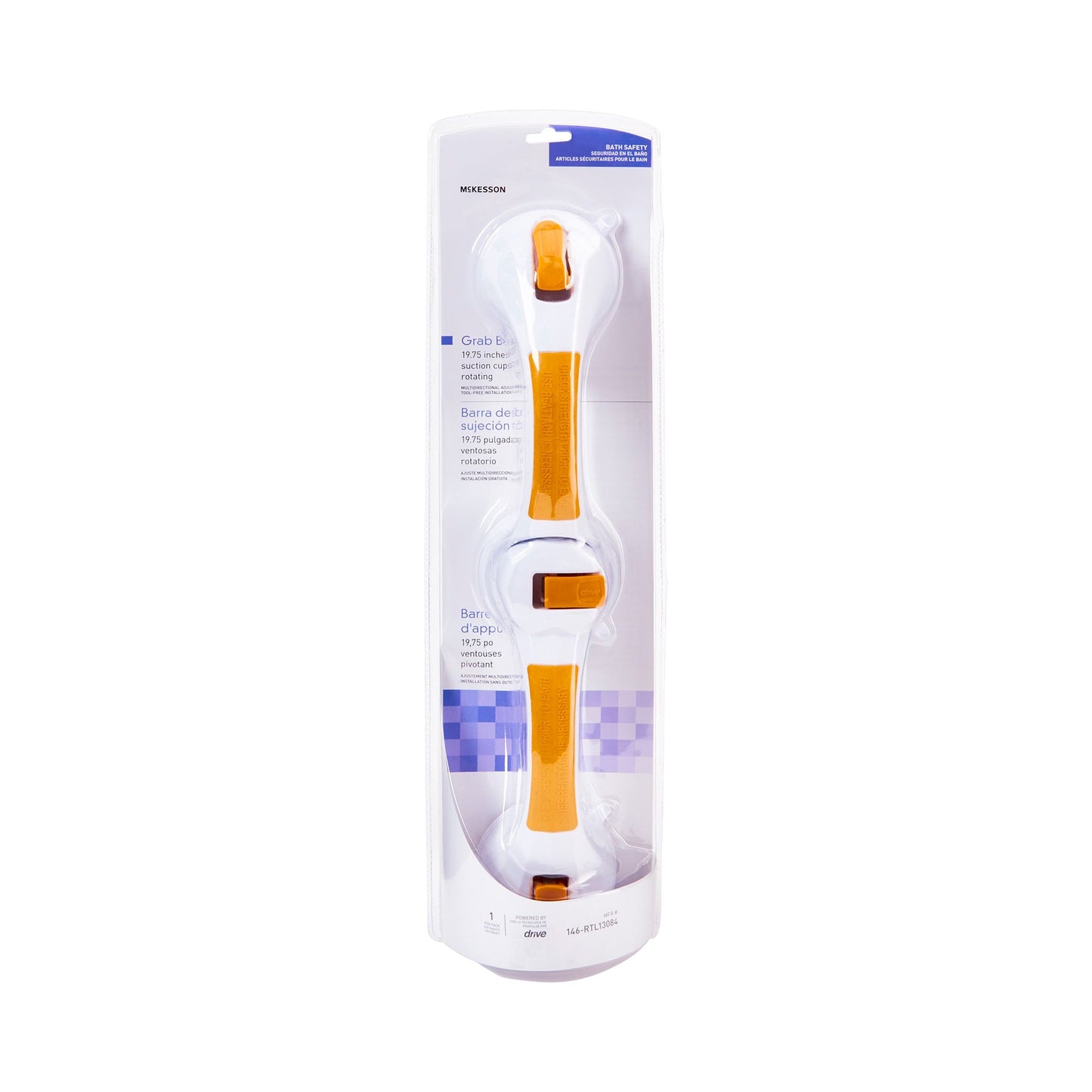 McKesson Rotating Suction-Cup Grab Bar White / Yellow Plastic (1103383_CS)
