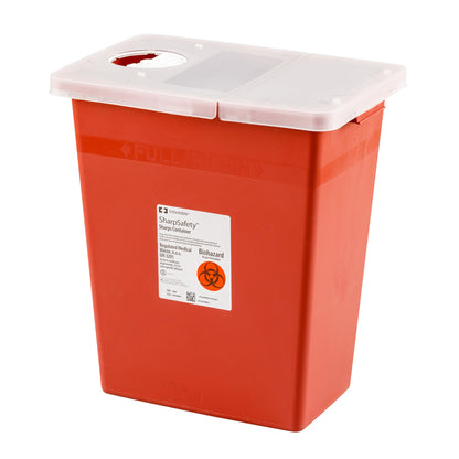 SharpSafety™ Sharps Container Red Base 17-1/2 H X 15-1/2 W X 11 D Inch Vertical Entry 8 Gallon (150719_CS)