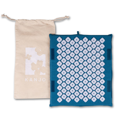 Kanjo Acupressure Foot Mat Sapphire / White Cotton-Linen Fabric / Memory Foam / Plastic 14 X 16 Inch (1236437_EA)