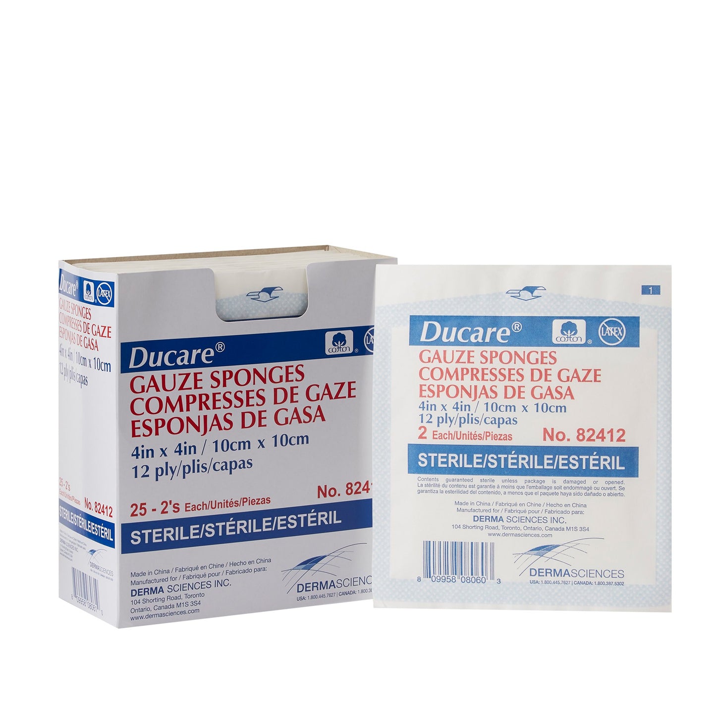 Ducare Gauze Sponge 4 X 4 Inch 12-Ply Sterile 2 per Pack (645795_PK)