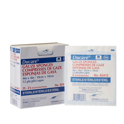 Ducare Gauze Sponge 4 X 4 Inch 12-Ply Sterile 2 per Pack (645795_PK)