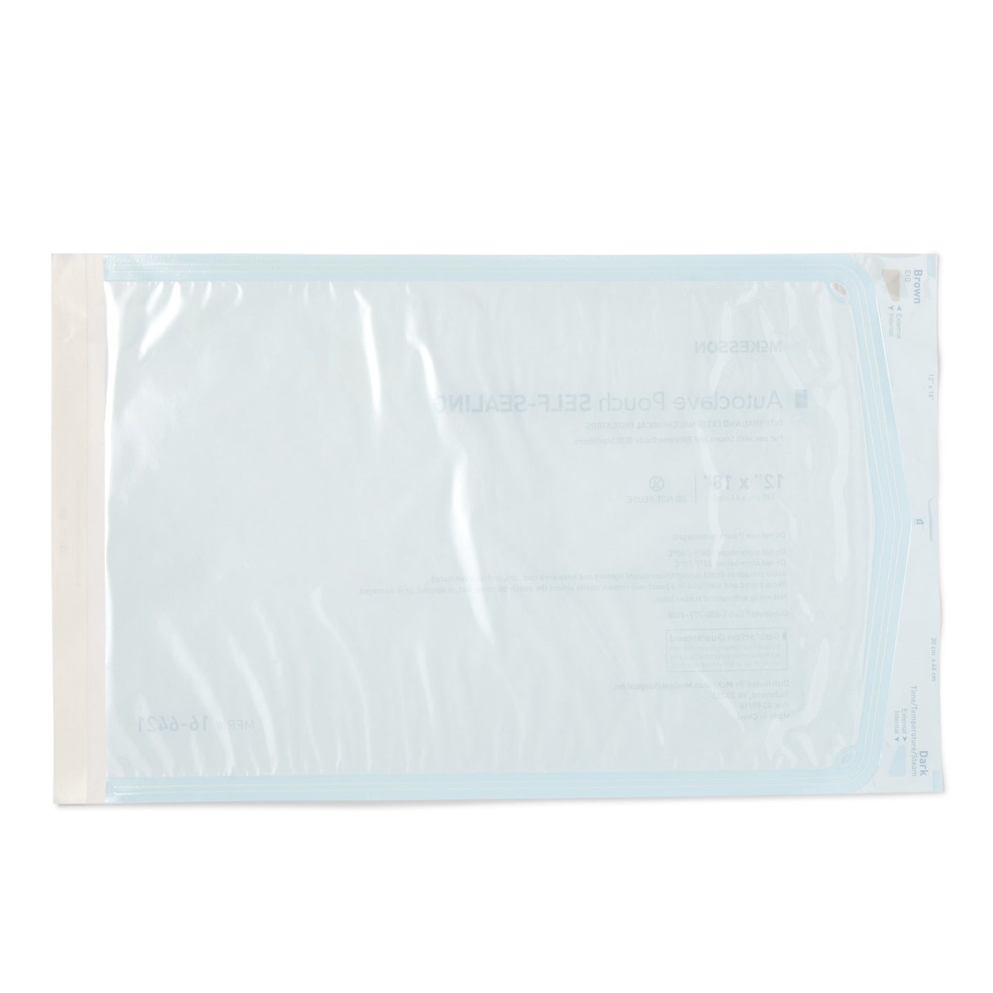 McKesson Sterilization Pouch Ethylene Oxide (EO) Gas / Steam 12 X 18 Inch Transparent Blue / White Self Seal Paper / Film (960948_BX)