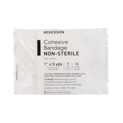 McKesson Cohesive Bandage 1 Inch X 5 Yard Self-adherent Closure Tan NonSterile Standard Compression (464151_PK)