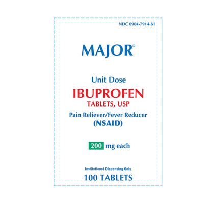 Major® Pain Relief 200 mg Strength Ibuprofen Unit Dose Tablet 100 per Box (761946_BX)