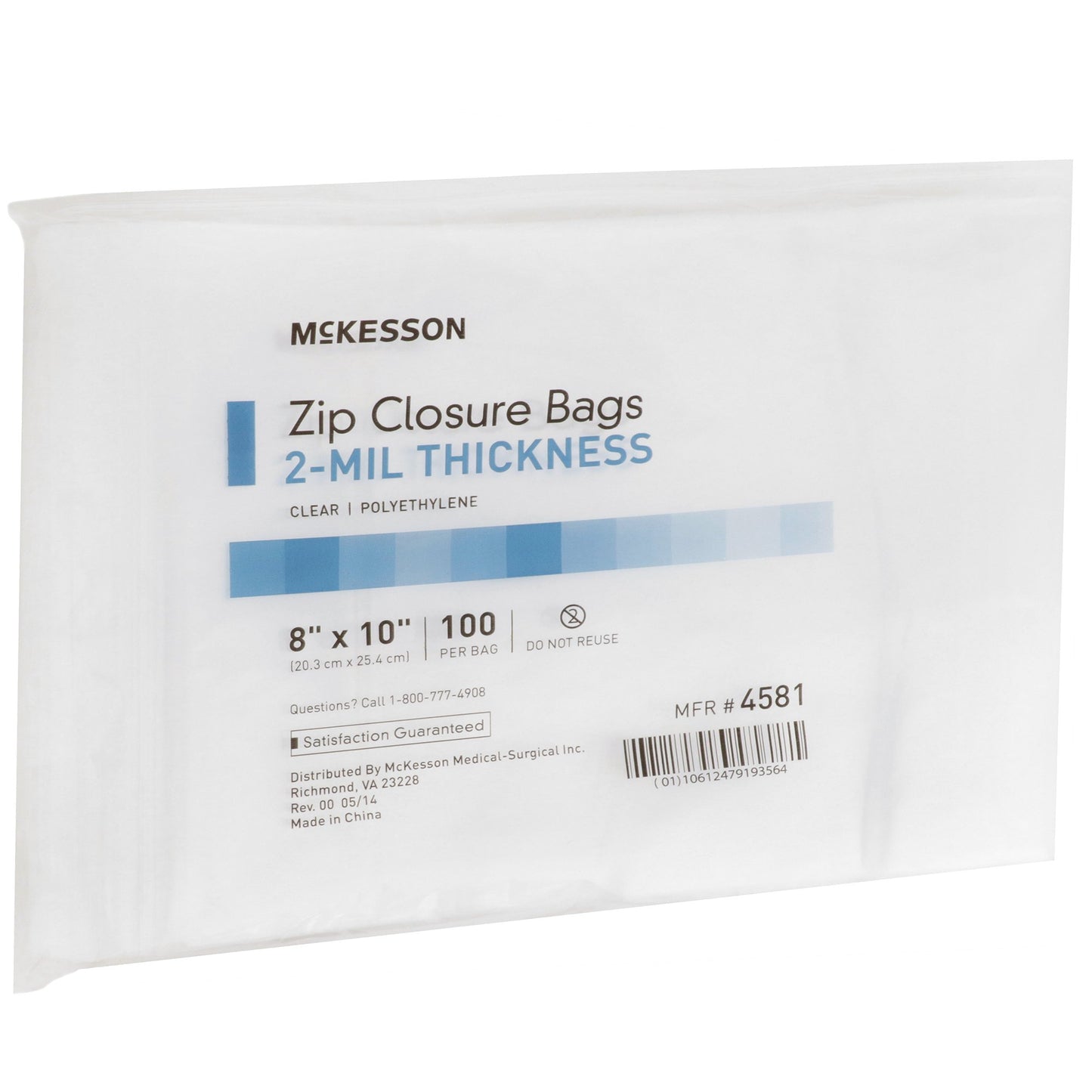 McKesson Reclosable Bag 8 X 10 Inch Polyethylene Clear Zipper Closure (854574_PK)