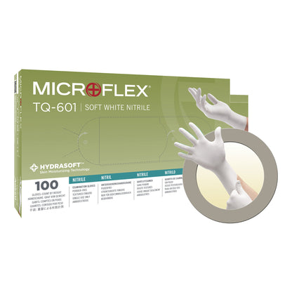Soft White Nitrile* Exam Glove Small NonSterile Nitrile Standard Cuff Length Textured Fingertips White Not Rated (662398_BX)