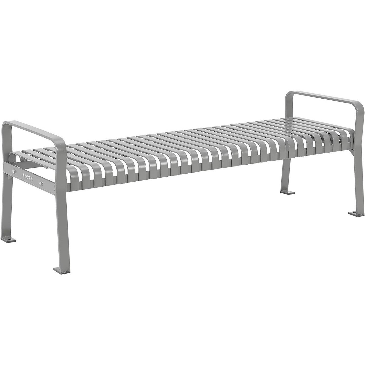 Global Industrial 6' Outdoor Bench, Backless, Vertical Steel Slat, Gray (WB262113GYKD)