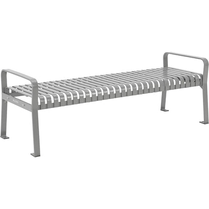 Global Industrial 6' Outdoor Bench, Backless, Vertical Steel Slat, Gray (WB262113GYKD)