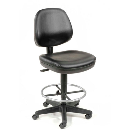 Interion Vinyl Task Stool, 360° Footrest, Black (WB571119)