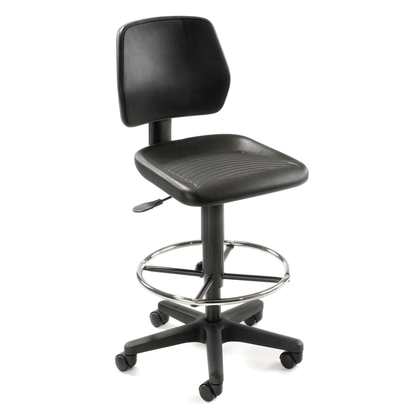 Interion Task Stool with 360 Footrest- Polyurethane - Black (WB571121)
