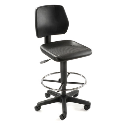 Interion Task Stool with 360 Footrest- Polyurethane - Black (WB571121)