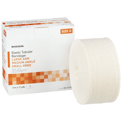 McKesson Spandagrip™ Elastic Tubular Support Bandage 3 Inch X 11 Yard Large Arm / Medium Ankle / Small Knee Pull On Natural NonSterile Size D Standard Compression (1112851_CS)