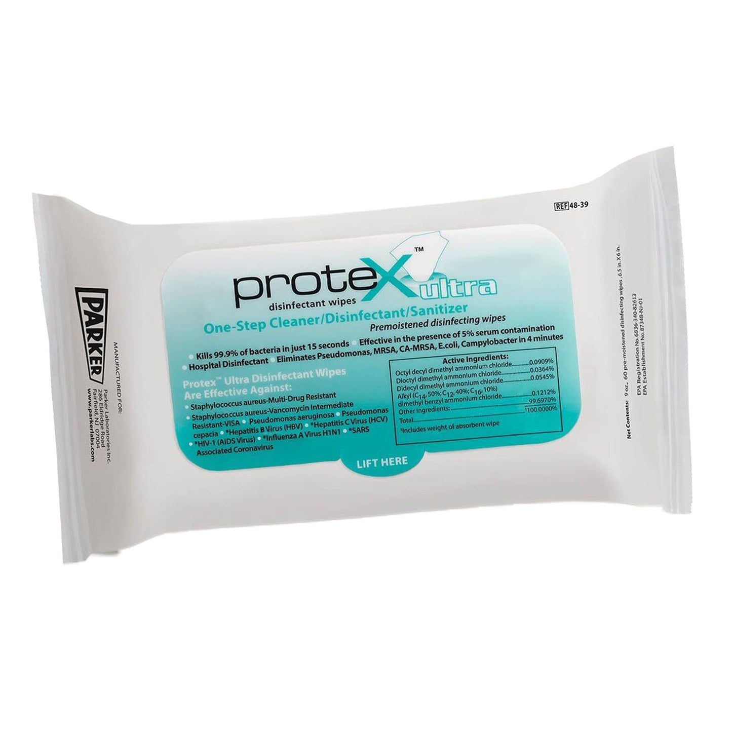 Protex™ Ultra Surface Disinfectant Cleaner Premoistened Broad Spectrum Manual Pull Wipe 60 Count Soft Pack Lemon Scent NonSterile (1181627_BX)