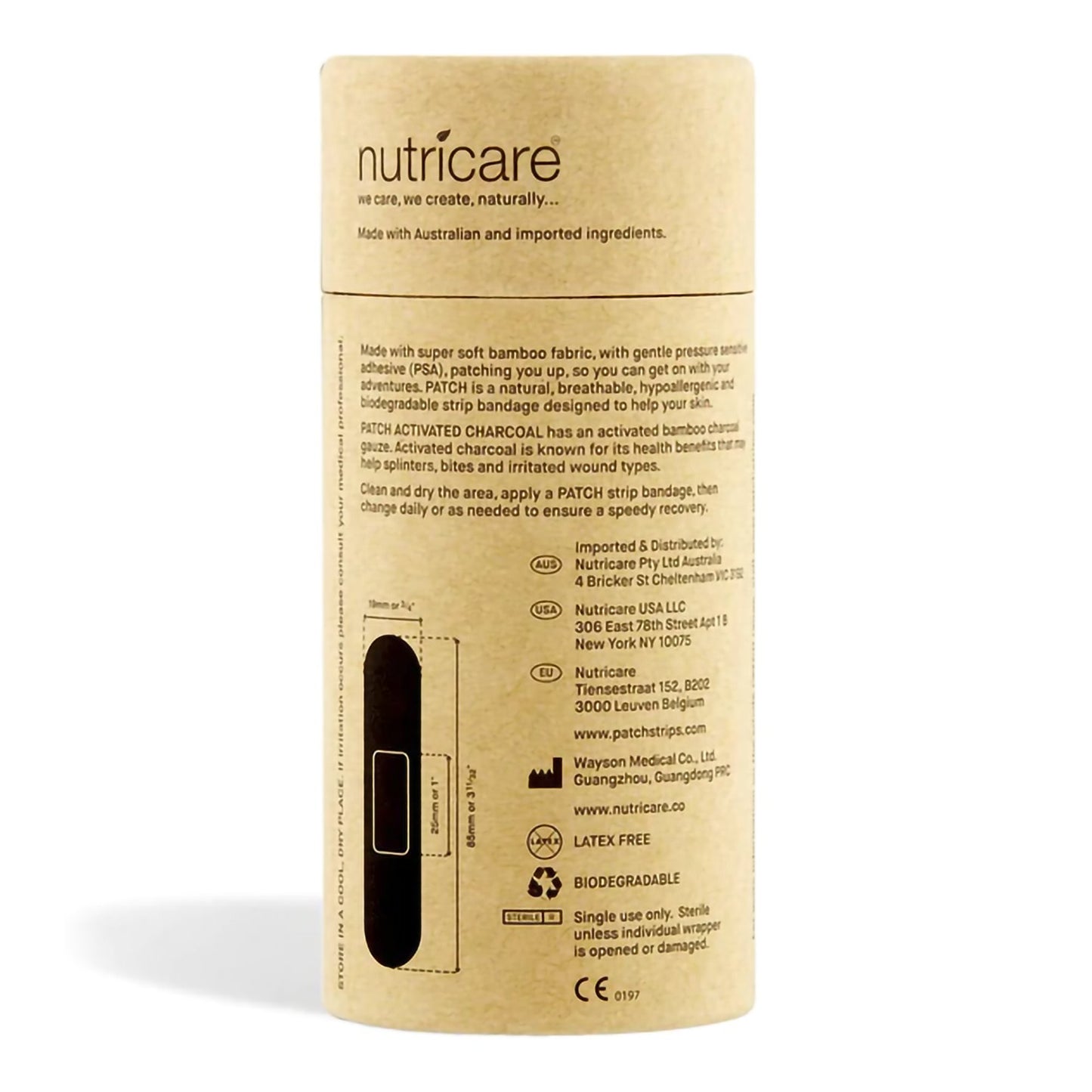 Patch™ Adhesive Strip 3/4 X 3 Inch Bamboo s/b Bamboo / Charcoal Rectangle Tan Sterile (1197652_CT)