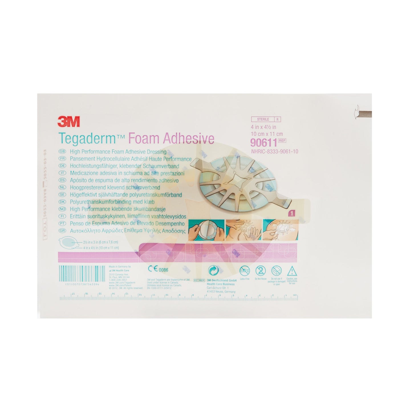 3M™ Tegaderm™ High Performance Foam Dressing 4 X 4-1/2 Inch With Border Film Backing Acrylic Adhesive Oval Sterile (465141_CS)