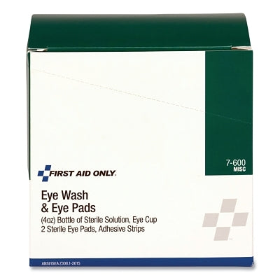 First Aid Only Eye Flush Set, 6-Pc, 4 oz Eye Wash, Sterile Eye Cup, 2 Eye Pads and Strips (579-7-600)