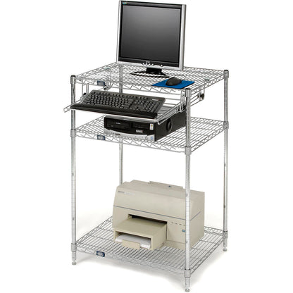 Nexel Chrome Wire Shelf Computer Workstation with Keyboard Tray, 30"W x 24"D x 42"H (WB579208)