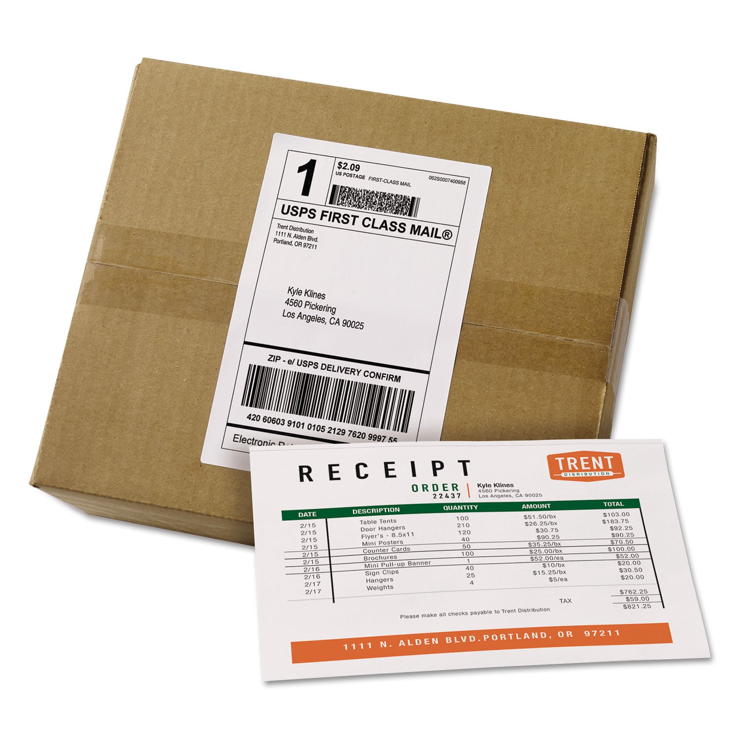 Avery® Shipping Labels with Paper Receipt Bulk Pack, Inkjet/Laser Prin ...