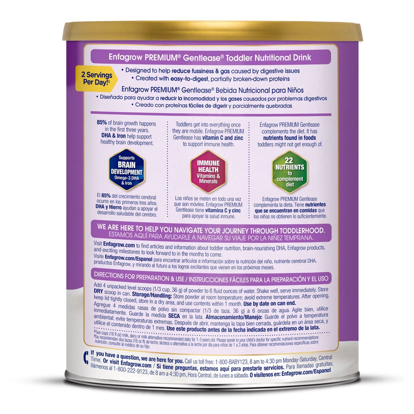 Enfagrow®Premium Gentlease® Toddler Pediatric Oral Supplement Unflavored 29.1 oz. Can Powder Calories (1201028_EA)
