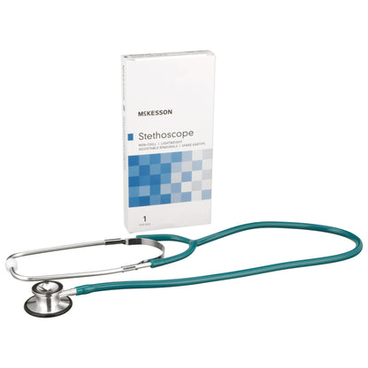 McKesson General Exam Stethoscope Teal Blue 1-Tube 22 Inch Tube Double Sided Chestpiece (363750_EA)