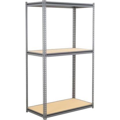 Global Industrial 3 Shelf, Extra Heavy Duty Boltless Shelving Z Beam Starter, 48Wx24Dx84H, Wood Deck (WB580890GY)