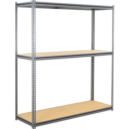 Global Industrial 3 Shelf, Extra Heavy Duty Boltless Shelving Z Beam Starter, 72Wx24Dx84H, Wood Deck (WB580896GY)