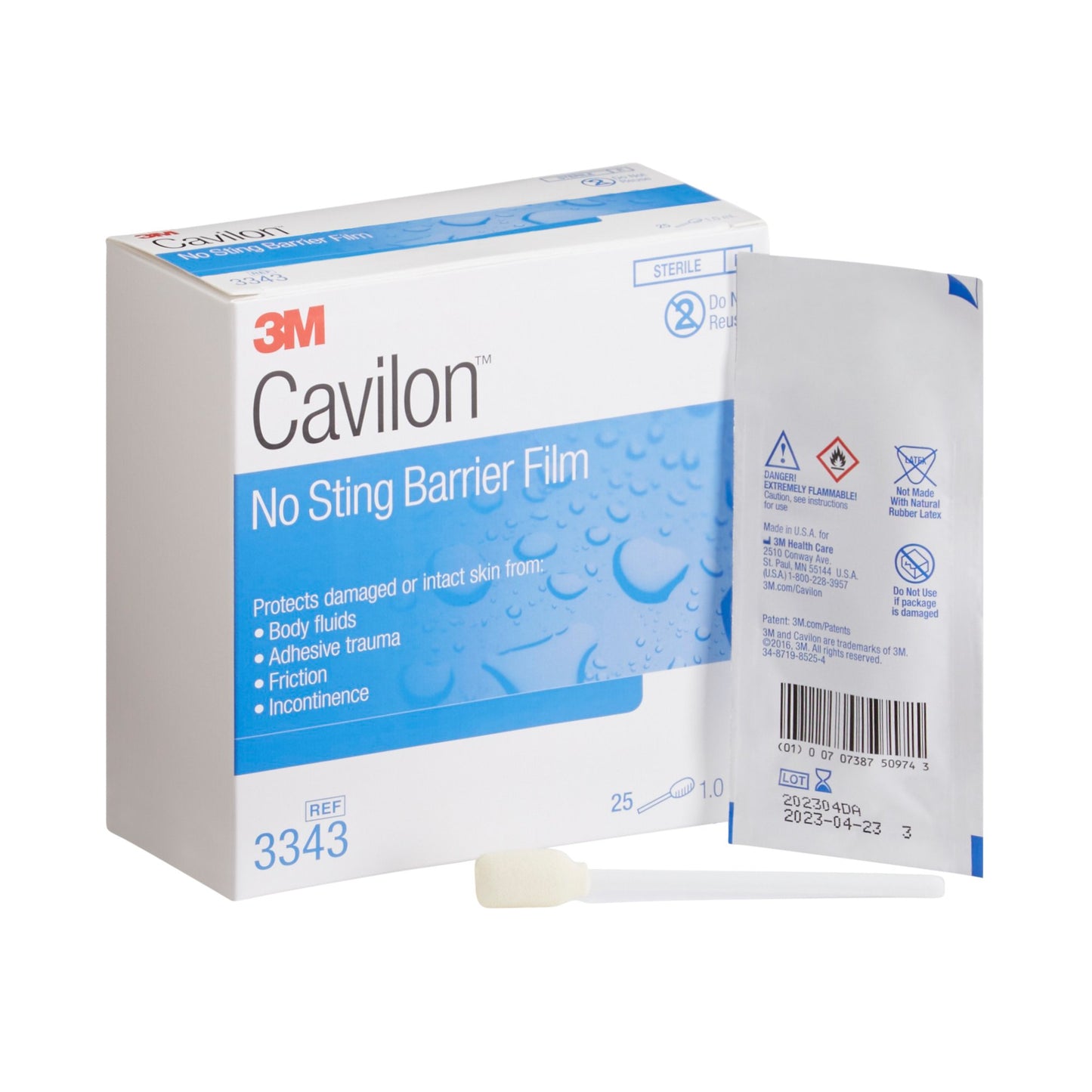 3M™ Cavilon™ No Sting Skin Barrier Applicator 26 to 62% Strength Hexamethyldisiloxane / Isooctane / Acrylate Terpolymer / Polyphenylmethylsiloxane Individual Packet Sterile (292018_EA)