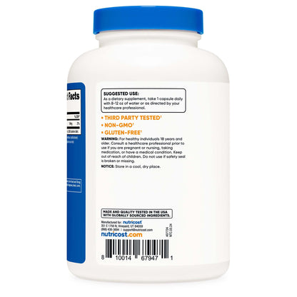 nutricost® Dietary Supplement Potassium Citrate 99 mg Strength Capsule 500 Per Bottle (1270256_BT)