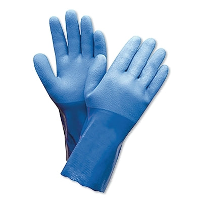 Honeywell PowerCoat PVC Coated Chemical Resistant Gloves, Blue/White, Rough, Large (582-660-L)