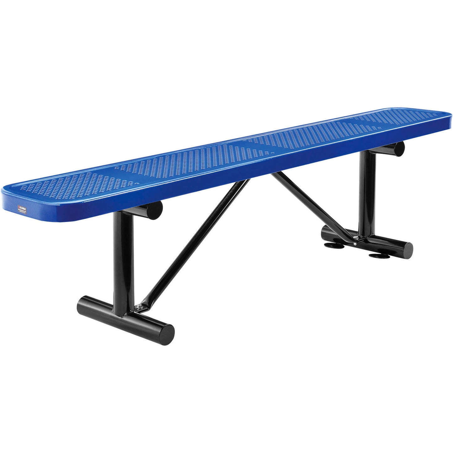 Global Industrial 6' Outdoor Steel Flat Bench, Perforated Metal, Blue (WB262075BL)