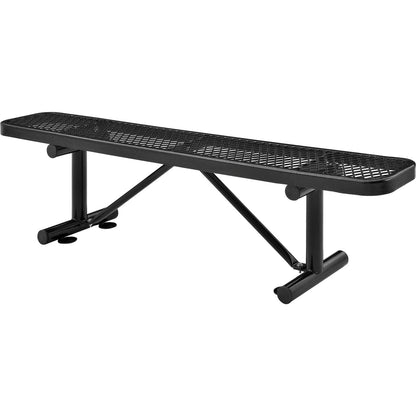 Global Industrial 6' Outdoor Steel Flat Bench, Expanded Metal, Black (WB277156BK)