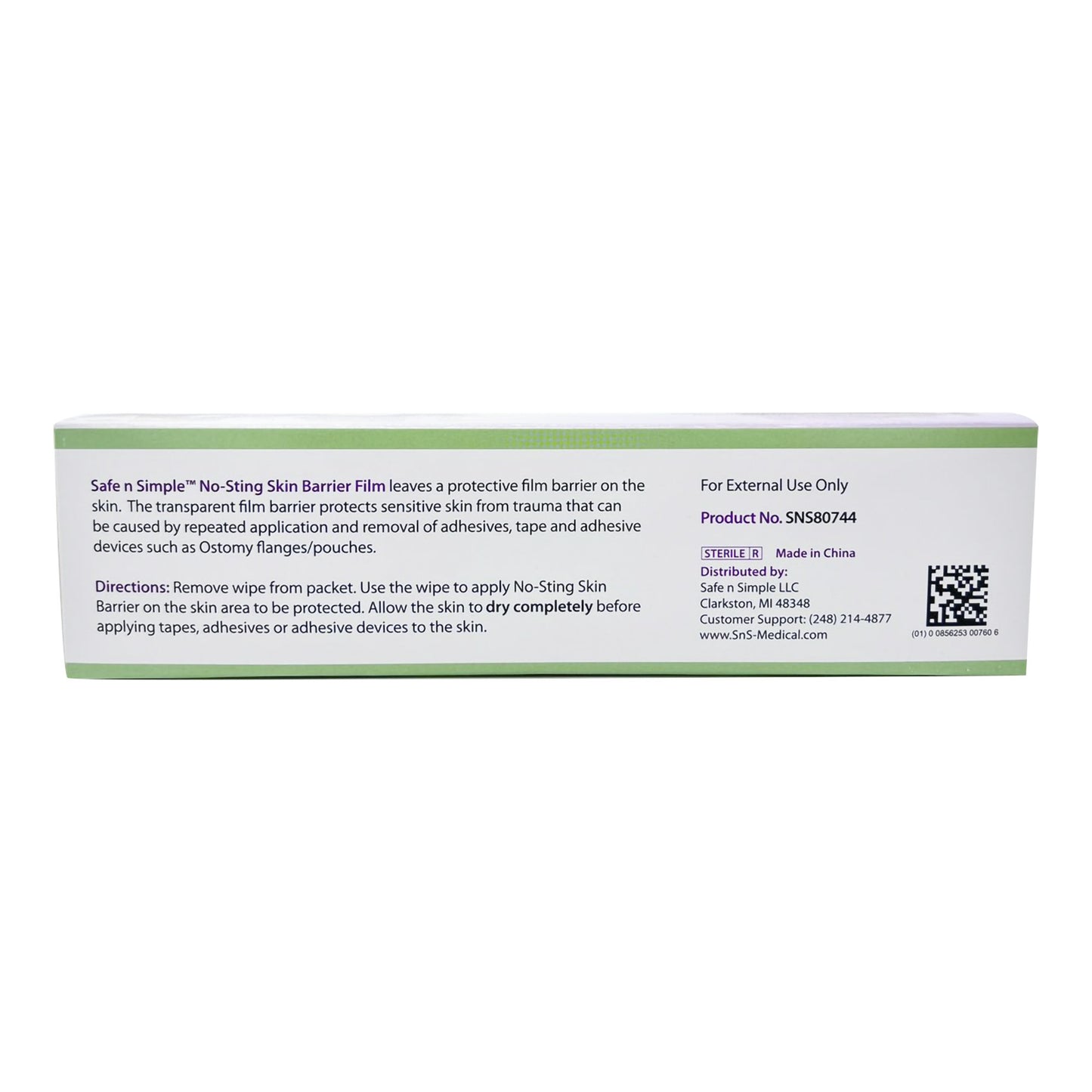 Safe N Simple™ No-Sting Skin Barrier Wipe 60% / 20% Strength Purified Water / Polyvinylpyrrolidone / Glycerin / Propylene Glycol Individual Packet Sterile (773689_EA)