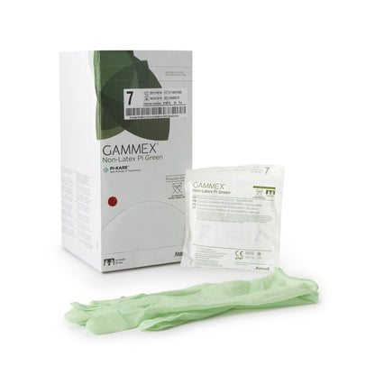 GAMMEX® Non-Latex PI Green Surgical Glove Size 7 Sterile Polyisoprene Standard Cuff Length Micro-Textured Light Green Chemo Tested (648143_BX)