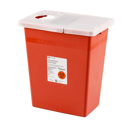 SharpSafety™ Sharps Container Red Base 26 H X 18-1/4 W X 12-3/4 D Inch Horizontal Entry 18 Gallon (201912_EA)