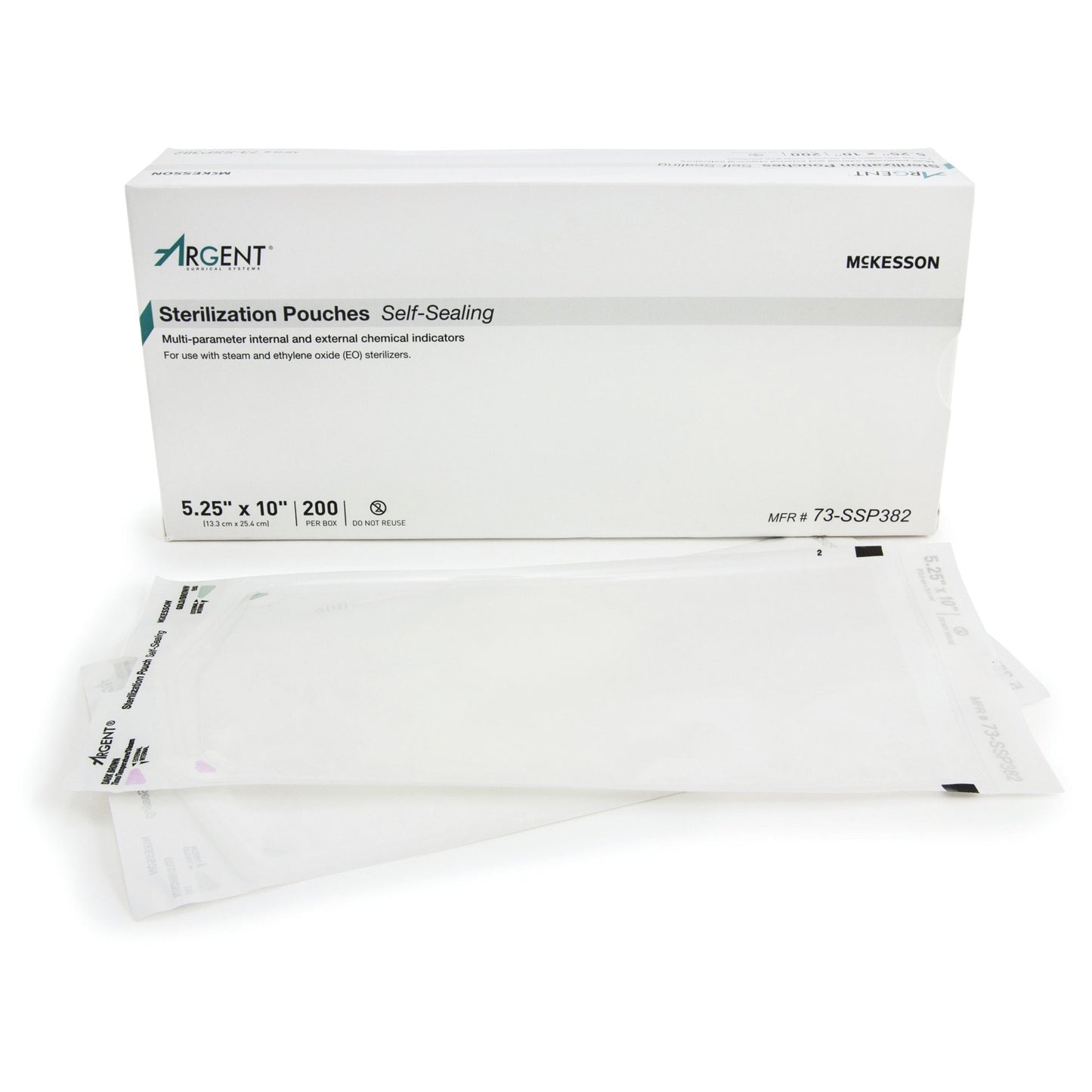 McKesson Argent™ Sure-Check® Sterilization Pouch Ethylene Oxide (EO) Gas / Steam 5-1/4 X 10 Inch Transparent / Blue Self Seal Paper / Film (524880_CS)